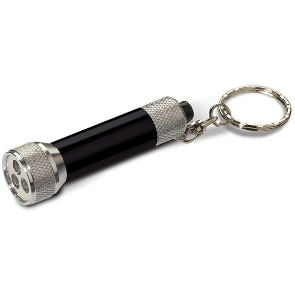 LED Schlüssellicht Silber Schwarz Werbeartikel mit Lasergravur